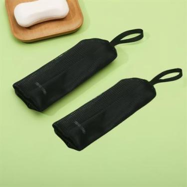 Imagem de 4 peças bolsa de sabão de malha saco de espuma bolha para limpeza facial corporal bolsa de proteção de chuveiro cordão espumante usado repetidamente