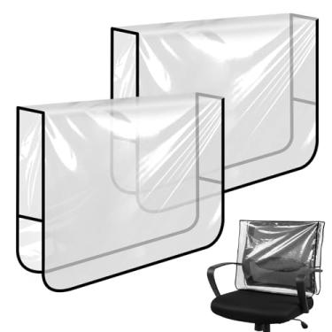 Imagem de Yuomeaz 2 capas transparentes para cadeiras de salão de beleza, protetores de encosto de cadeira de barbeiro quadrados transparentes para caber na maioria das cadeiras de salão padrão, capas de