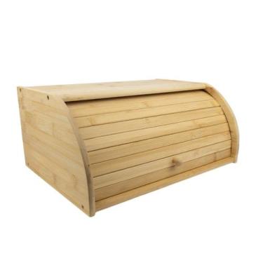 Imagem de Porta Pães Com Tampa Retrátil Em Bambu Para Pães e Bolos - Genérico