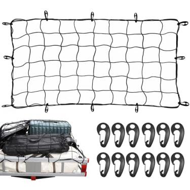 Imagem de MaxxHaul Rede de carga resistente – 9,5 x 1,5 m se estende até 1,8 m x 25,5 m – Malha larga de 15,2 cm com 12 mosquetões de metal – Acessório de carga para caminhão, reboque e rack de teto