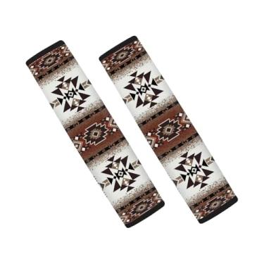 Imagem de Qpednta Capa de cinto de segurança automotiva fashion asteca macia pacote com 2 almofadas de cinto de segurança universal para carro fácil de instalar na moda interior automotivo para a maioria dos