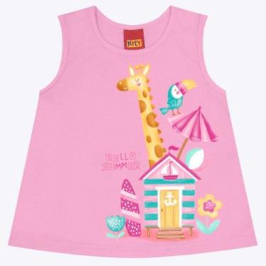 Imagem de Blusa Regata Infantil Feminina Estampa Girafa Kyly 1000185, Rosa, 1