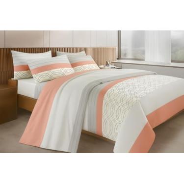 Imagem de Jogo de Lençol de Cama Casal Queen, 4 Peças, 100% Algodão, 2500 Fios, Estampado Importado (Cinza Wave)