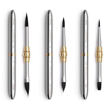 Imagem de Fuumuui 3 pincéis de aquarela de ponta dupla para viagem com 6 estilos versáteis, conjunto de pincéis de cabelo de esquilo sintético premium para viagem para pintura Plein Air - Tinta acrílica guache