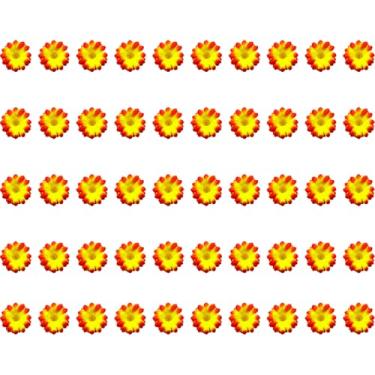 Imagem de Bairdish 50 peças de mini flores falsas de seda pequenas margaridas falsas a granel para artesanato, flores de feltro, cabeças de girassol artificiais soltas para artesanato faça você mesmo, festa de