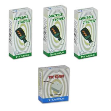 Imagem de Kit 3 Controle + 1 txcar 433,92mhz Alarme portão Hombrus