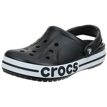 Imagem de Crocs Tamanco Bayaband masculino e feminino, Preto/branco, 7 Women/5 Men