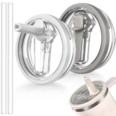 Imagem de ANTAND Pacote com 2 tampas de substituição com canudo flip para copo Stanley de 1,134 g, sem derramamento de 1,134 g, tampa flip à prova de derramamento para tampas Stanley, capas reutilizáveis para