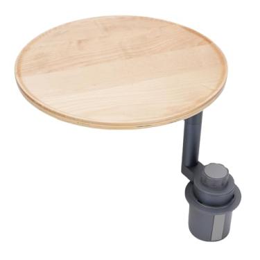 Imagem de Eujgoov Bandeja Giratória de Porta-copos para Carro, Mesa de Madeira Ajustável 360 para Comer Com Base de Alumínio Reforçada, Expansor de Porta-copos Multifuncional para Laptops, Tablets, Refeições,