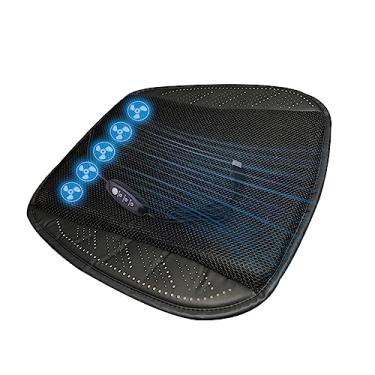 Imagem de Cojin de ventilador para assento carro capa refrigerante com 5 ventiladores 3 ajustáveis condução no verão escritório em