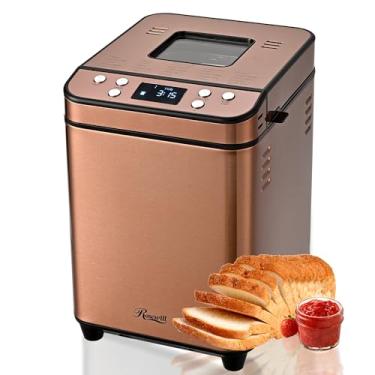 Imagem de Rosewill Máquina automática de fazer pão 25 em 1 com 3 tamanhos de pão de até 900 kg, aquecedor duplo de alta potência de 700 W com bandeja de revestimento antiaderente livre de BPA, temporizador