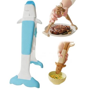 Imagem de Grampos multiusos à prova de calor, prendedor de prato quente 2 em 1, clipe de tigela antiderrapante antiescaldante, suporte de placa resistente ao calor para uso na cozinha e micro-ondas (azul, 1