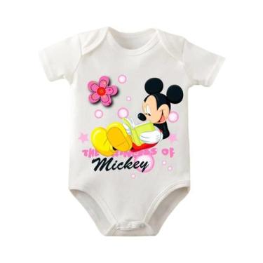 Imagem de Macacão De Bebê Mickey Mouse 100% Algodão Para Recém-Nascidos De 0 a 1