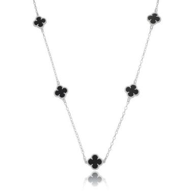 Imagem de Colar cinco trevos em prata legitima 925 com 60 cm - Manga Rosa Clube,