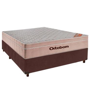 Imagem de Cama + Box Marrom e Colchão Molas Ensacadas Casal - Airtech Ortobom