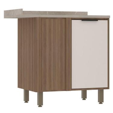 Imagem de Balcão De Cozinha Com Tampo Canto Reto 95 Cm 1 Porta Aspen Luciane Móveis beige