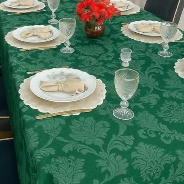 Imagem de Toalha de Mesa Jacquard Natal 4 e 6 Lugares – Elegância e Sofisticação para Suas Festas e Refeições(1,40X1,40,VERDE)