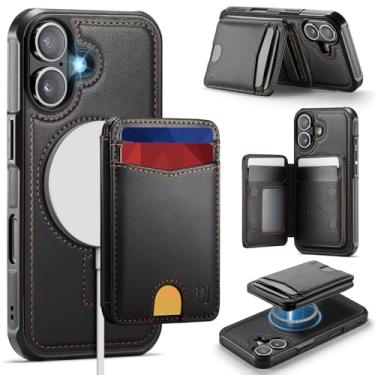 Imagem de Usroom Capa carteira para iPhone 16 Plus compatível com Magsafe, suporte magnético 2 em 1 com bloqueio de RFID, suporte destacável à prova de choque, capa para celular para iPhone 16 Plus de 6,7