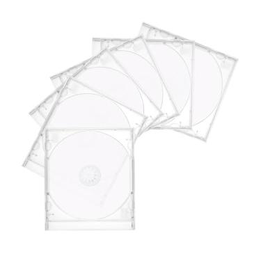 Imagem de FALVFUN 6 peças de caixa de joias de CD transparente padrão para carro, estojo de joias de armazenamento de discos de plástico para substituição de proteção, suporte de capa de CD DVD com bandeja