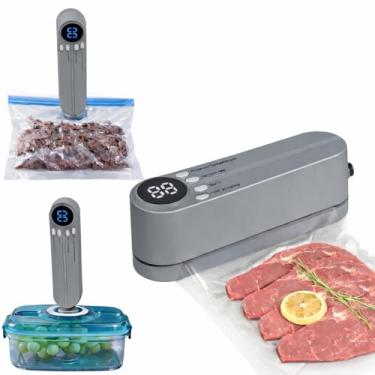 Imagem de Seladora de sacos, mini seladora portátil recarregável, máquina seladora de saco de lanche com seladora a vácuo portátil e bomba de ar, seladora de sacos de lascas, seladora térmica para salgadinhos