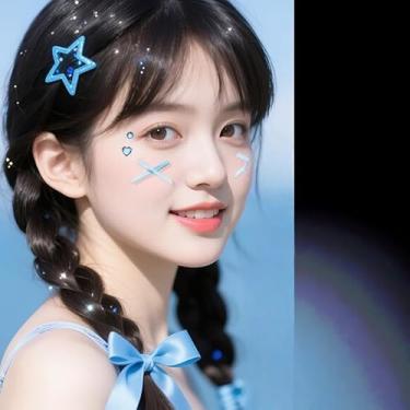 Imagem de Pacote com 2 adesivos de rosto de strass azul - joias faciais para bochechas, unhas - decalques autoadesivos de estrelas e pedras brilhantes (laço azul)