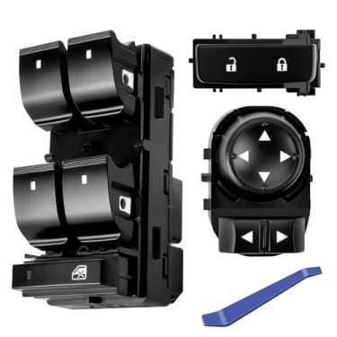 Imagem de Interruptor de controle de janela elétrica interruptor retrovisor de fechadura frontal do motorista compatível com Chevy Silverado GMC Sierra 1500 2500HD 3500HD 2500HD 25789692 22883768 15804093