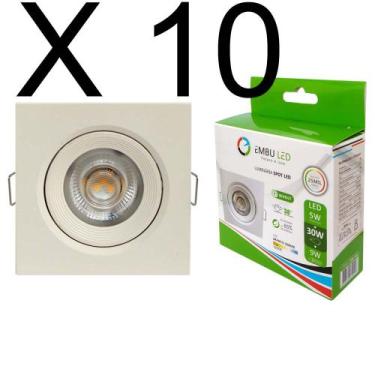 Imagem de KIT 10 SPOT LED QUADRADO DIRECIONAVEL EMBUTIR 5W BRANCO QUENTE 3000k B