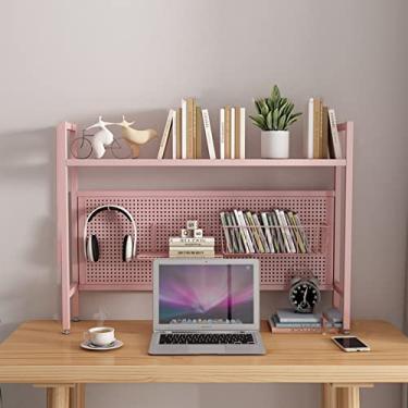 Imagem de Prateleira de mesa de escritório simples de ferro forjado com grade, rack de exibição multifuncional de camada única, suporte para monitor de mesa de computador, decoração de casa simples de