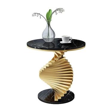 Imagem de UWEREBFM mesa de centro de mármore mesa de centro simples e moderna, cantos criativos perto do sofá na sala de estar, mesa lateral pequena redonda para P