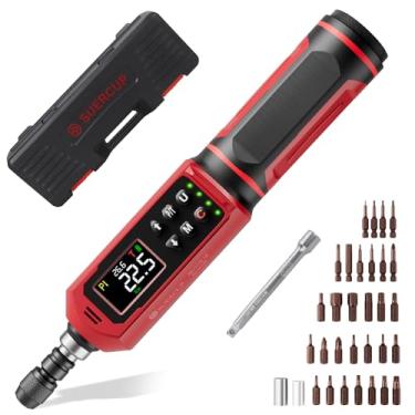 Imagem de SUERCUP Chave de fenda de torque digital de 0,045 a 3 Nm, ± 1% de precisão, conjunto de chaves de torque com alarme de LED, campainha, 9 modos predefinidos, armazenamento de dados, usado para