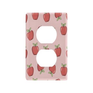 Imagem de Wassud Placa de cobertura para interruptor de luz, maçãs vermelhas, capas de tomada decorativas, placa de parede para tomadas elétricas duplex 12 x 7 cm