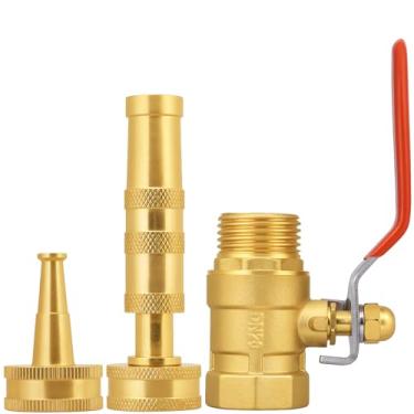 Imagem de SIGURANTA Bocal de mangueira de jardim de latão ajustável de alta pressão - Válvula esférica de alça longa de fluxo grande, encaixe de 3/4 GHT para lavagem de carro, irrigação de jardim e limpeza de