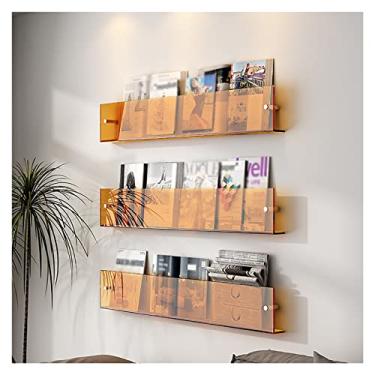 Imagem de Suporte de parede de acrílico longo contemporâneo para exibição de revistas – Organizador multifuncional para folhetos, catálogos e manuais – Conjunto de 3 elegantes suportes de parede
