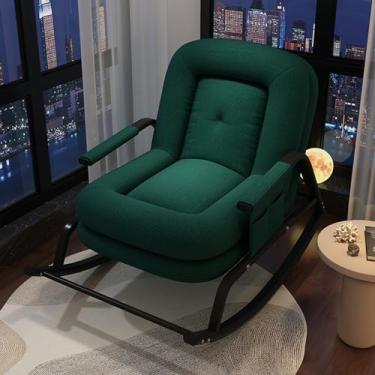 Imagem de Cadeira de balanço para pátio ao ar livre, cadeira de balanço estofada confortável, cadeira de leitura interna grande, cadeira para todos os climas com moldura de aço, para varanda frontal, sala de