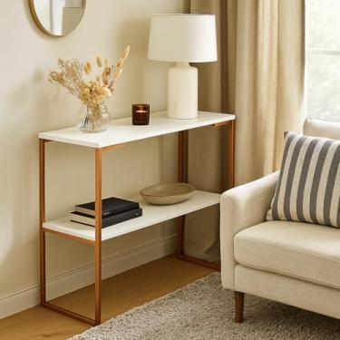 Imagem de Aparador Buffet Industrial Cantinho do Café–2 Prateleiras em MDF (COBRE E OFF WHITE)