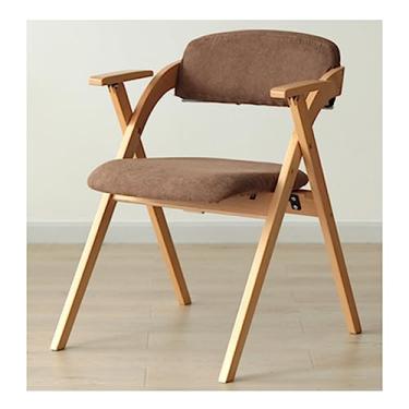 Imagem de Cadeiras de jantar estofadas com braços, cadeiras dobráveis com moldura de madeira e tecido estofado, capas de assento de linho de poliuretano e algodão, cadeira de festa dobrável para escritório em