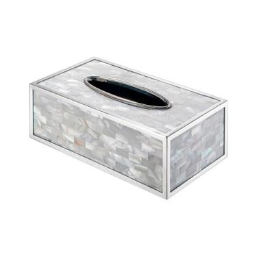 Imagem de VHDY85KA Porta-lenços de papel para sala de estar moderna casa branca caixa de lenços de luxo leve caixa de armazenamento de guardanapo de vento caixa de armazenamento caixa de lenços