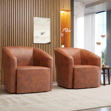 Imagem de Poltrona Decorativa Base Giratória Kit 2 Stella Max Sintético PU D03 -