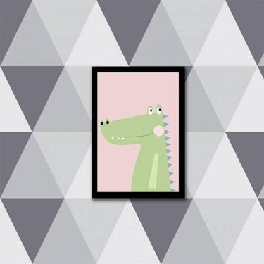 Imagem de Quadro Jacarezinho Verde E Rosa 24X18Cm