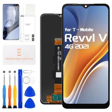 Imagem de Substituição de tela T-Mobile Revvl V 4G 2021 para tela de reposição Revvl V 4G TMRVL LCD RevvlV vidro digitalizador com ferramentas de reparo (preto, 16,5 cm)