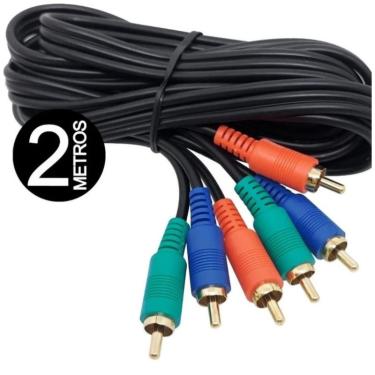 Imagem de Cabo Rca Video 3+3 Componentes Dourada Sem Perdas 2 Metros