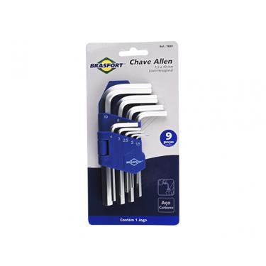 Imagem de Chave Allen Brasfort Jgo 9pcs 1,50-10,0mm Blister 7829