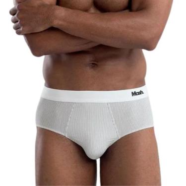 Imagem de Cueca Slip Mash Microfibra Risca de Giz Adulto 45.01, Branco, GG