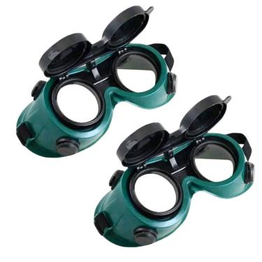 Imagem de Oculos De Solda Kit 2 Uni EPI Mascara De Protecao Equipamento Profissional Articulavel Dupla Lente Soldador Com Filtro