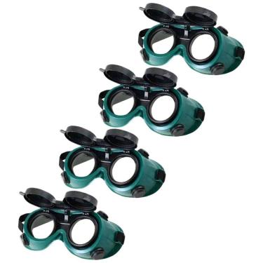 Imagem de Oculos De Solda Kit 4 Uni EPI Mascara De Protecao Articulavel Dupla Lente Equipamento Profissional Soldador Com Filtro