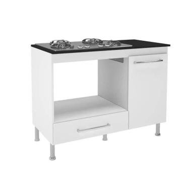 Imagem de Balcão Para Cooktop 105cm Indekes 6086-491 Branco Com Preto