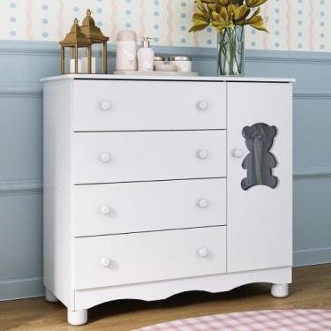 Imagem de Cômoda Infantil 95cm 1 Porta com Vidro e 4 Gavetas Ternura Multimóveis