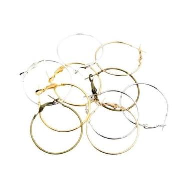 Imagem de Brincos De Argola Redondos Grandes Banhados a Ouro, 5 Cores, 20 Peças,