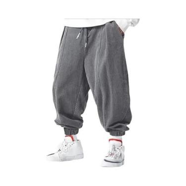 Imagem de Calças De Moletom Masculinas Largas Com Cordão Em Corduroy Para Primav
