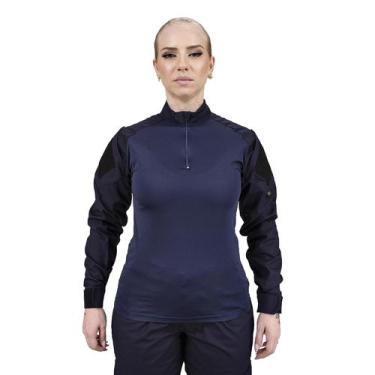 Imagem de Camisa Combat Tshirt Feminina Manga Longa - Safo Militar, Azul noturno